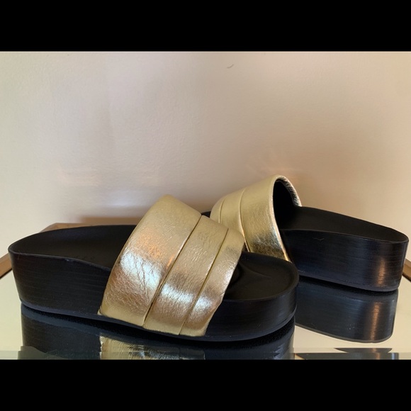 Sandro Gold Wedge Slides, Size 6 - Picture 2 of 3